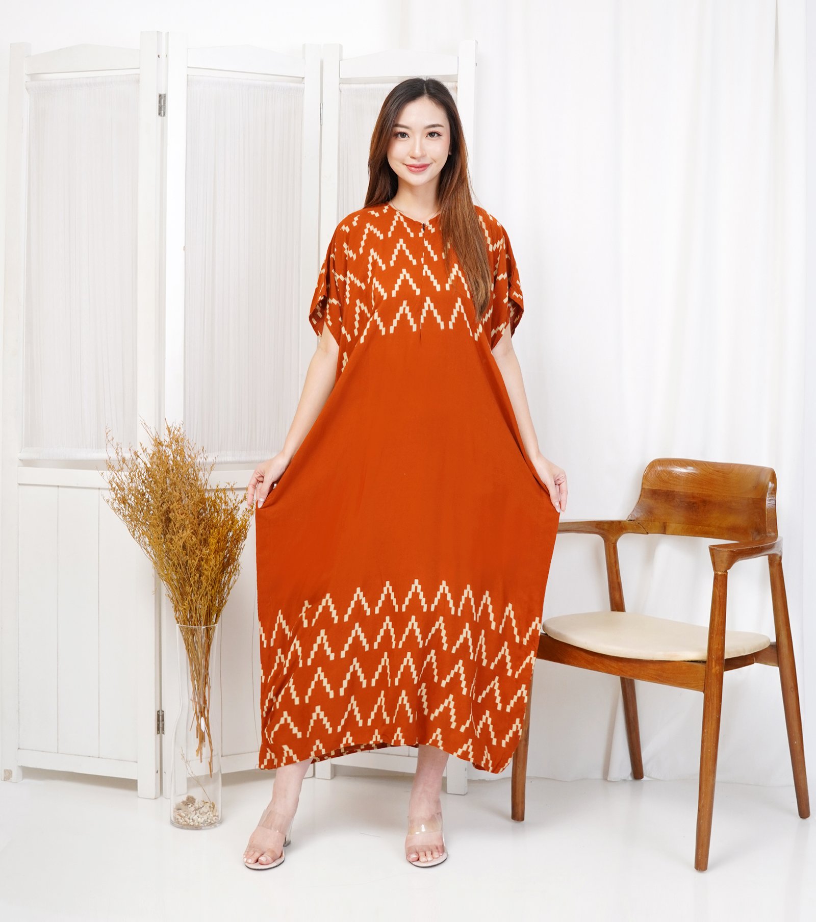 ZIASH Daster Rayon Premium Lowo Wanita VIVI Orange - Gambar 2