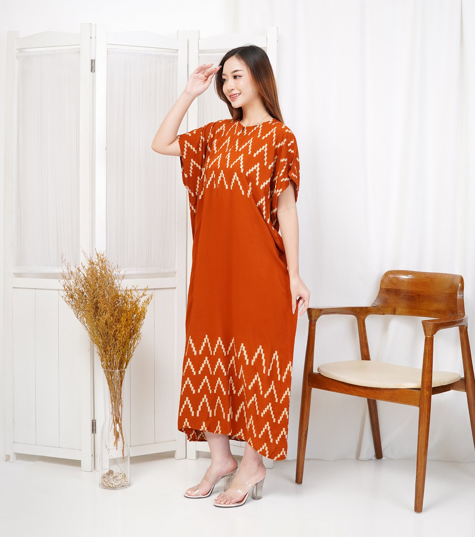 ZIASH Daster Rayon Premium Lowo Wanita VIVI Orange - Gambar 3